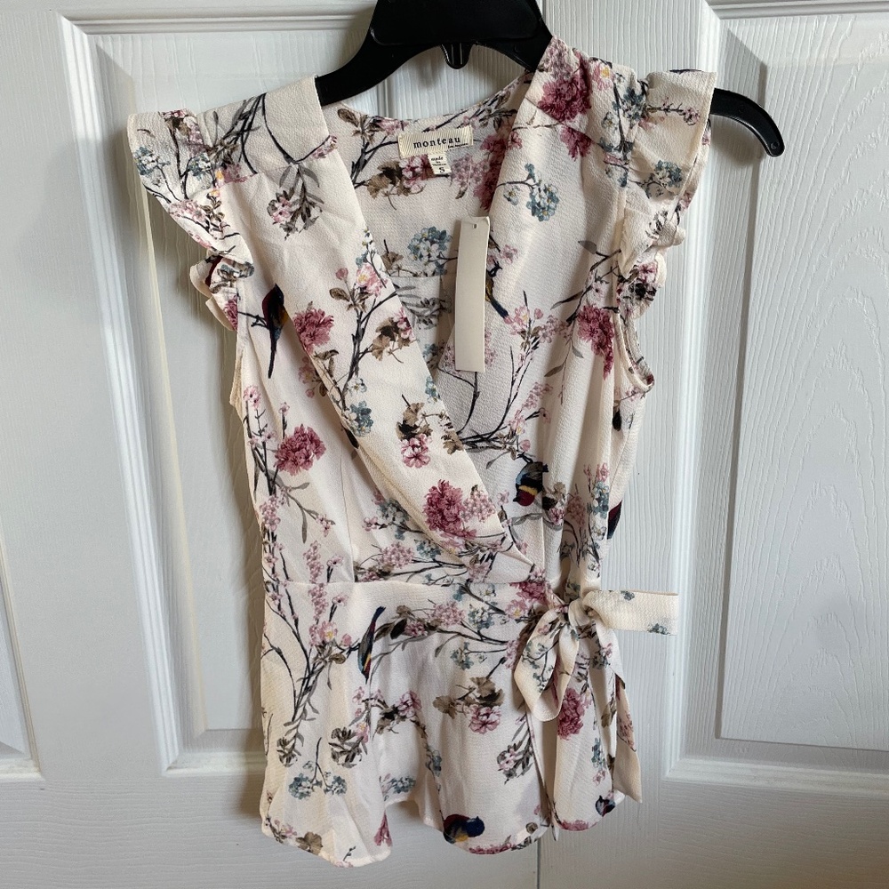 Women’s new sleeveless mock wrap blouse Size S - Picture 1 of 3
